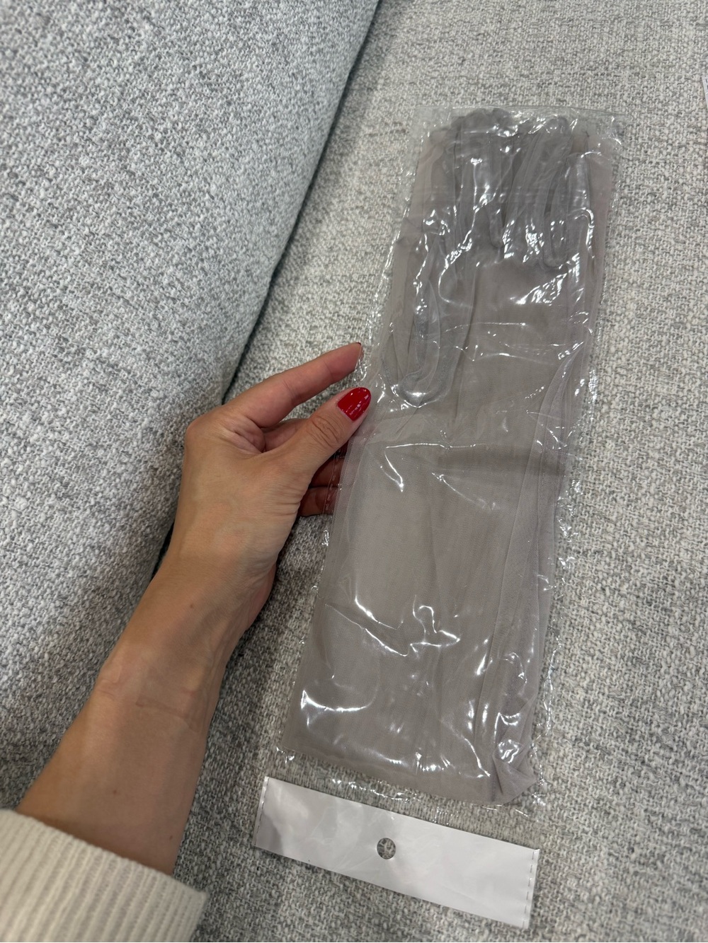 Sheer Long Gloves in Rich Light Gray Taupe - Picture 14 of 14